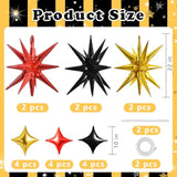22 Inch Black Gold Red Star Mylar Balloons Set with 10 Inch Stars for Party