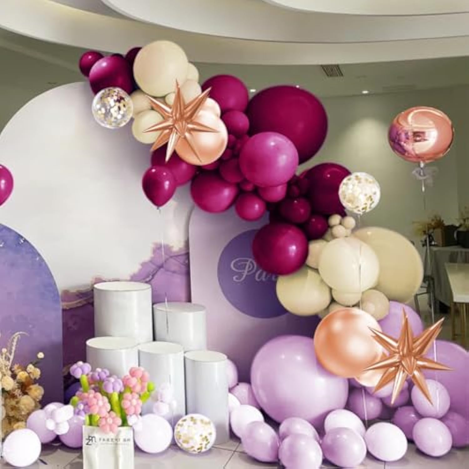 Purple Plum Beige Balloon Arch Kit: 156-Piece Baby Shower Decor