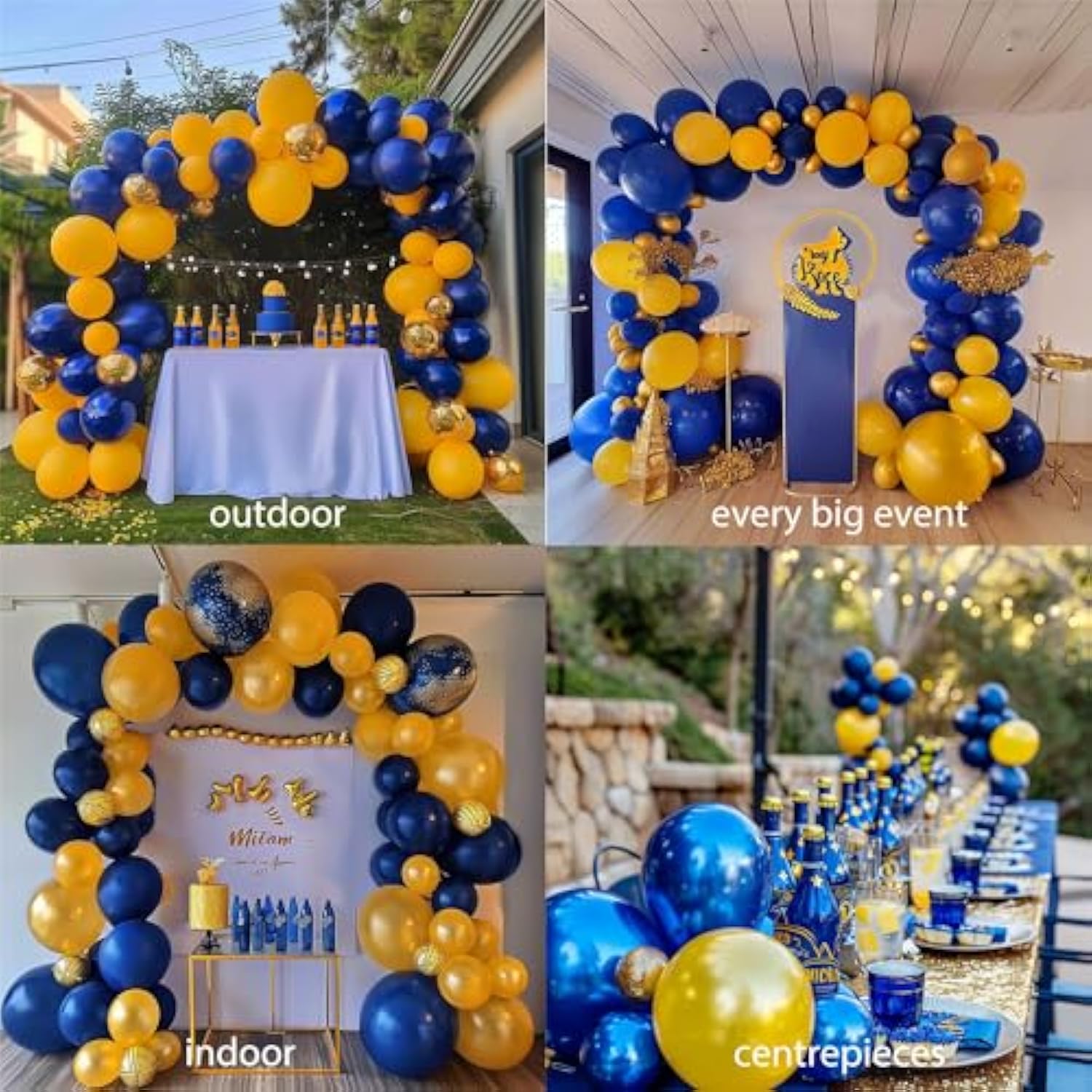 Pearl Navy Blue And Gold Balloon Garland Arch Kit 132Pcs Pearl Deep Navy And Chrome Gold Lemon Yellow Balloons For Boy Baby Shower Prince Birthday Cartoon Lion Theme Birthday Decorations