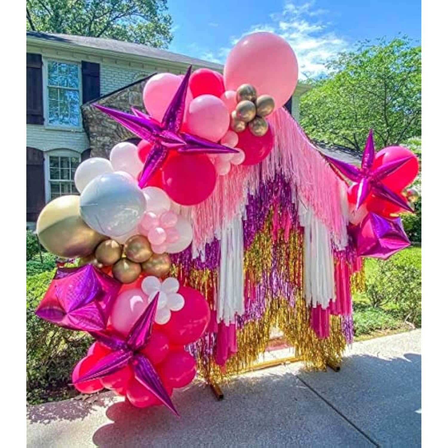 50 Pcs Hot Pink Foil Cone Star Balloons Big 26 Inch Pink Explosion Star Mylar Balloons 12 Point 3D Starburst Star Balloons For Party Supplies Christmas Birthday Wedding Decorations Party Supplies