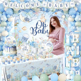 Under The Sea Baby Shower Decorations, All-In-1 Ocean Themed Party Decorations With Balloon Arch Baby Boxes Plates Napkins Cake Toppers Tablecloth Backdrop For Underwater Beach Pool Party, Serve 24