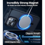 Strong Magnetic For Iphone 15 Pro Max Case, [Compatible With Magsafe] [Military-Grade Drop Tested] Shockproof Protective Slim Translucent Matte Cover For Iphone 15 Pro Max Phone Case, Black