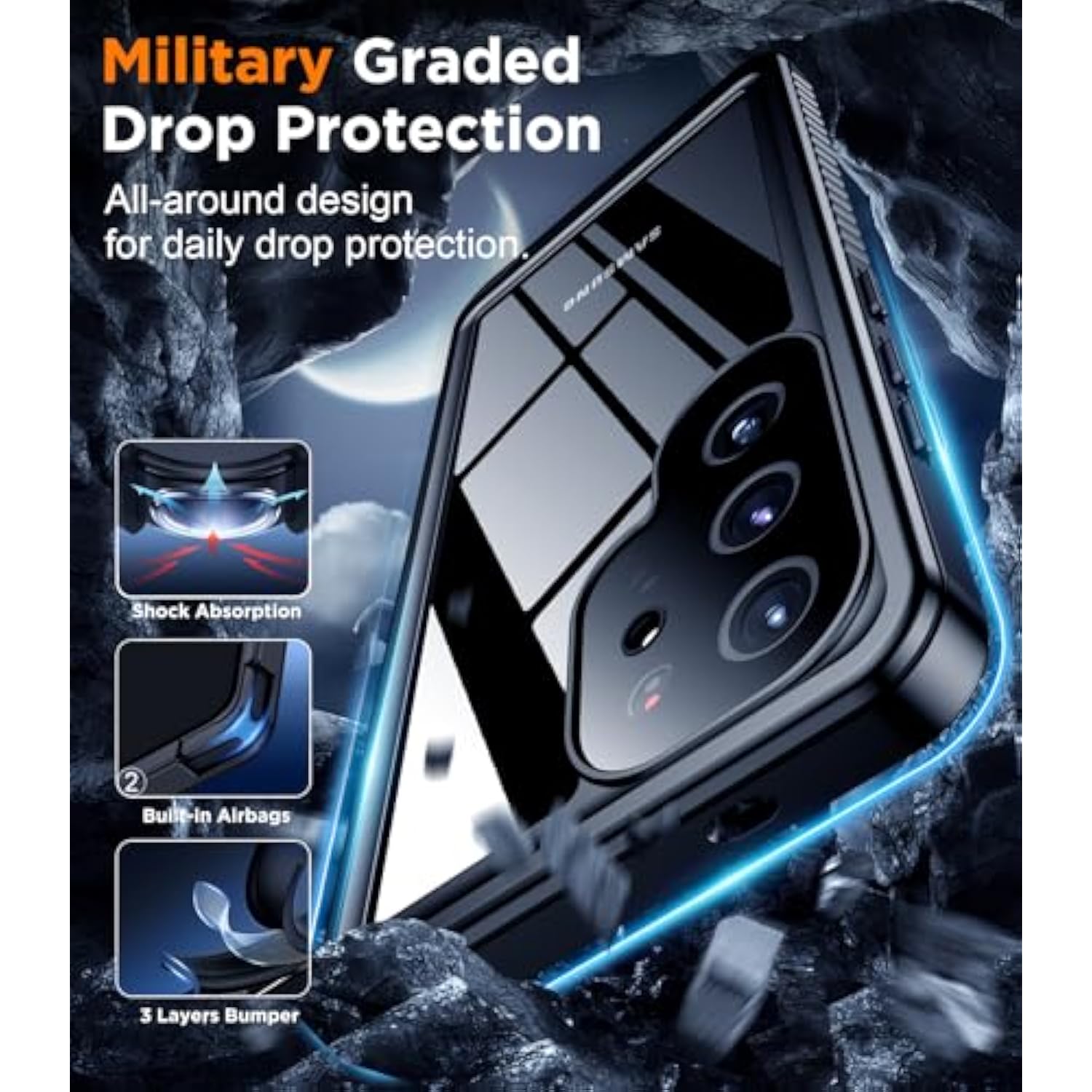 Designed For Samsung Galaxy S25 Ultra Case Waterproof, Built-In Lens & Screen Protector Military Grade Shockproof Dropproof Ip68 Underwater Full Body Phone Case For Galaxy S25 Ultra 6.9"-Black