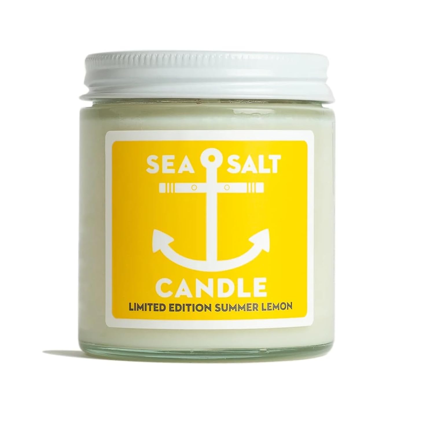 Sea Salt Summer Lemon Candle Cutie | Limited Edition | 100% Natural Soy Base | 4 Ounce Glass Jar