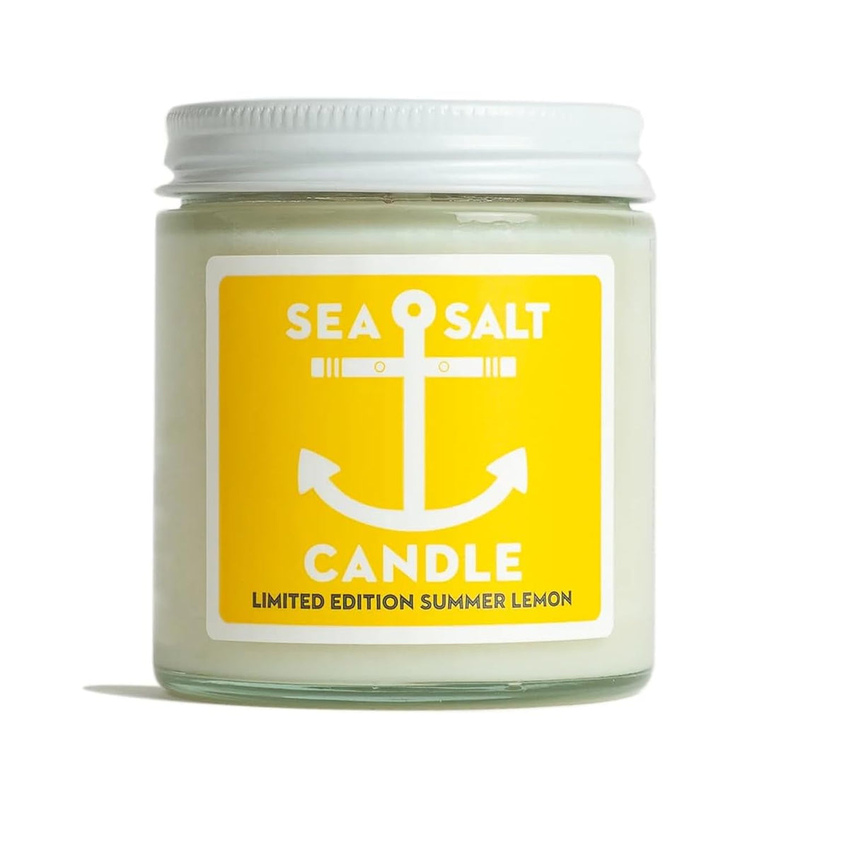 Sea Salt Summer Lemon Candle Cutie | Limited Edition | 100% Natural Soy Base | 4 Ounce Glass Jar