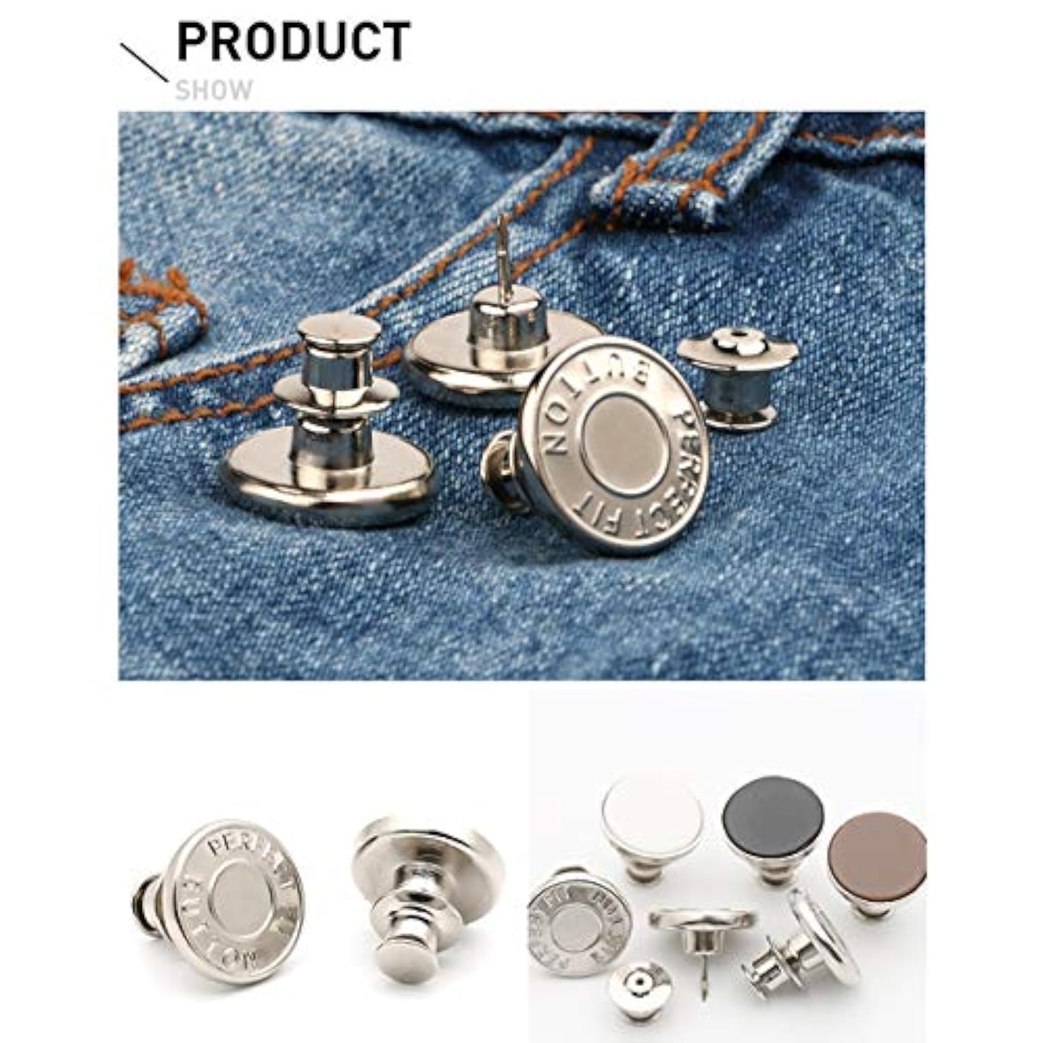 6 Pcs Buttons For Jeans,Adjustable Jean Button Pins,Pant Waist Tighten