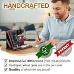 TESLYAR Wood Phone Docking Station for Men - Desktop or Nightstand Organizer - Birthday Gifts for Men, Dad - Anniversary Idea from Wife - Key Holder, Stand Wallet, Watch & Essentials (Antique Brown)