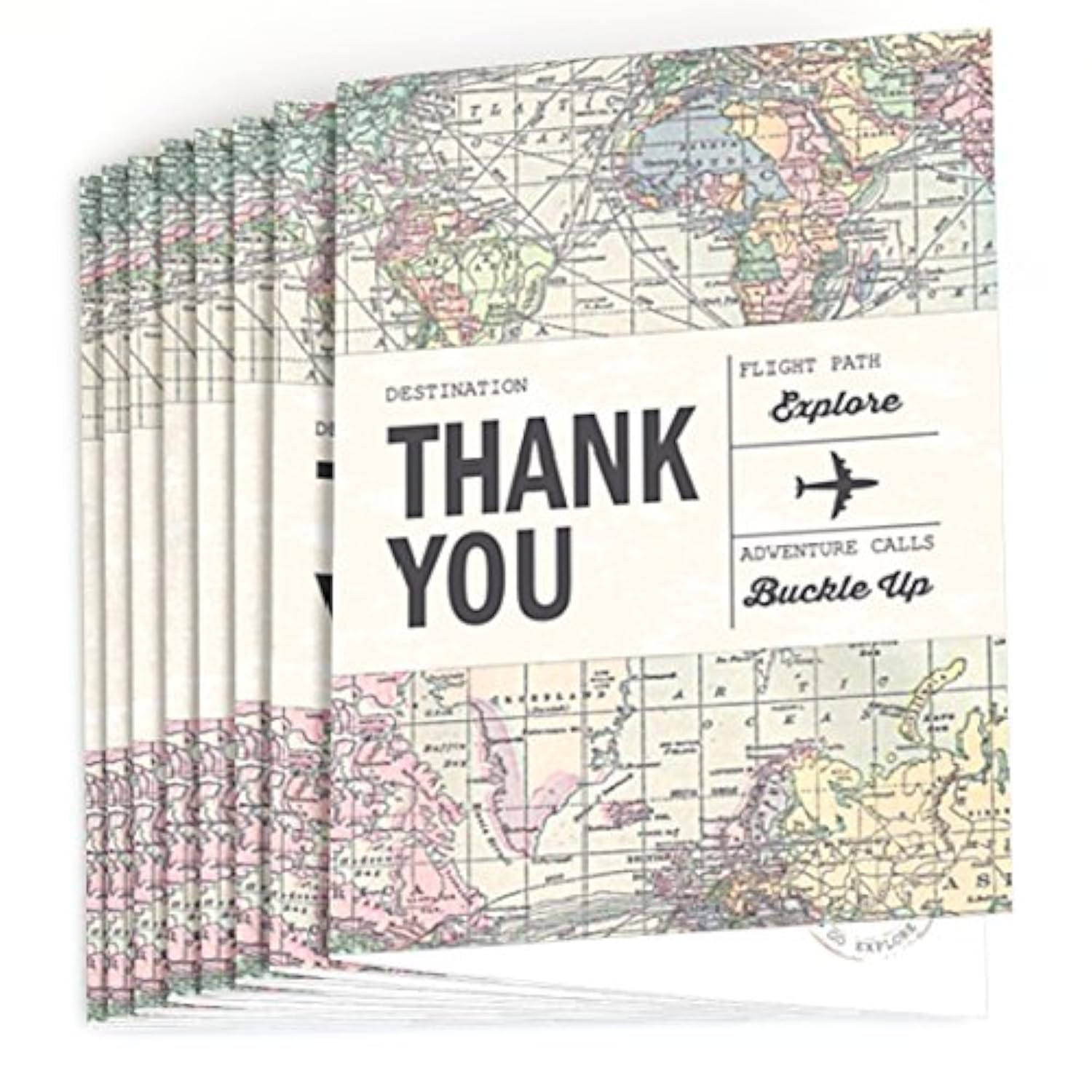 Big Dot of Happiness World Awaits - Travel Themed Party Thank You Cards (8 count)