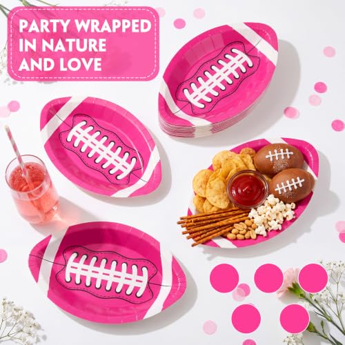 60 Pcs Hot Pink Football Plate 10'' Breast Cancer Party Decoration
