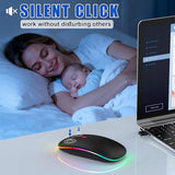 Led Wireless Mouse For Laptop/Macbook/Ipad - Built-In Mouse Jiggler & 4-Mode (Bluetooth 5.2/3.0 & 2.4Ghz Usb-A/C) Rechargeable Silent Mouse Multi-Device Compatible With Macos/Ios/Windows/Android