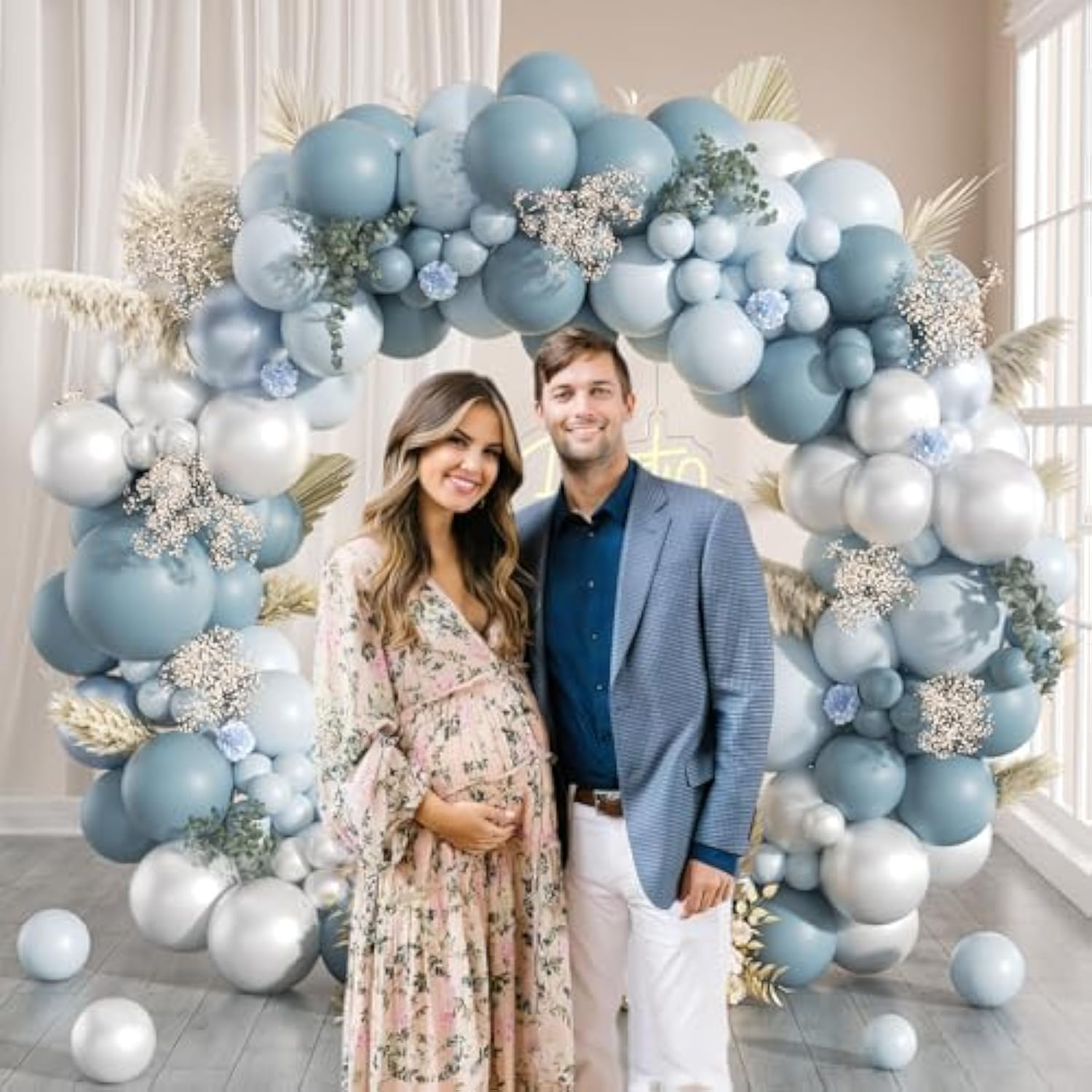 Dusty Blue Balloon Garland Kit: 130pcs Party Decor