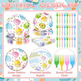 96 Pieces Easter Party Tableware Set – Colorful Egg Easter Disposable Plates, Napkins, Painted Eggs and Spring Floral Designs for Easter Parties, Egg Hunts, and Spring Celebrations – Serves 24 Guests