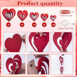 40Pcs Valentine'S 5D Glittering Heart Hanging Foil Decorations, Swirl Red Hollowed Heart Hanging Heart Garland For Valentine'S Engagement Wedding Bridal Shower Anniversary Party Decorations