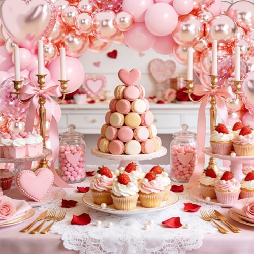 Valentines Day Balloons Kit, Valentines Day Decorations for Bedroom with Rose Gold Pink I LOVE YOU Balloons Rose Petals for Anniversary Mothers Day Wedding Romantic Decorations Special Night