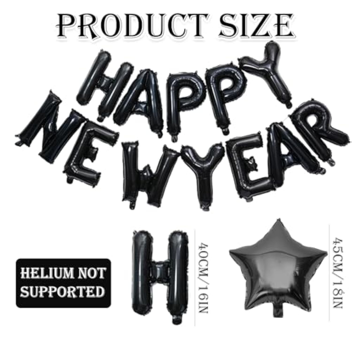 2026 Balloons Black New Year Party Supplies for Eve Celebration