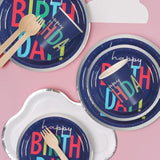 96 Pcs Birthday Plates And Cups And Napkins Party Supplies, Blue Happy Birthday Party Paper Plates And Napkins Sets For Kids, Serve For 24 Guests, Blue, Classic