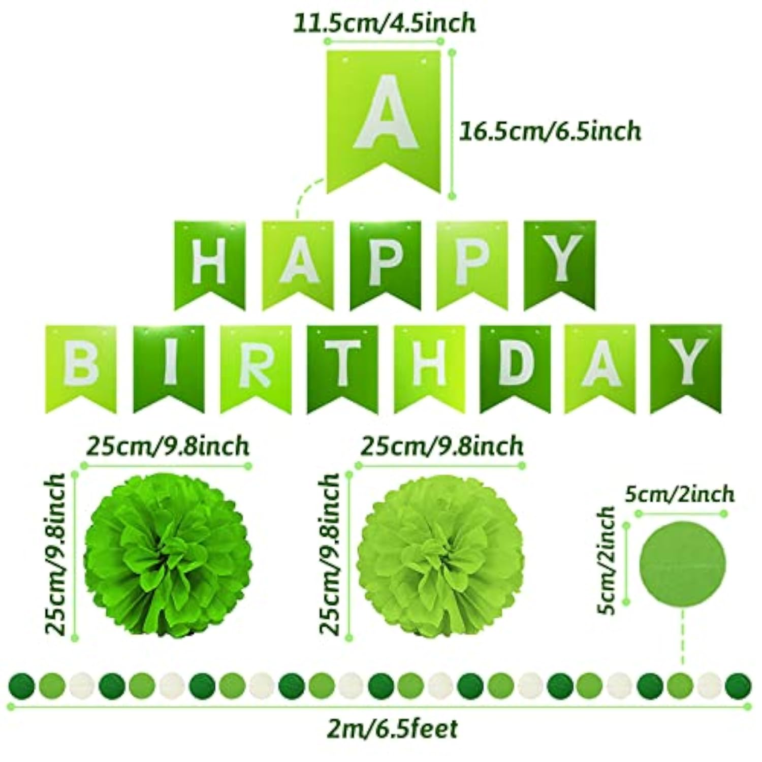 Birthday Decoration, Happy Birthday Banner, Tissue Paper Pom Poms, Hanging Paper Fan Set And Balloons For All Birthday Party Decorations Multi