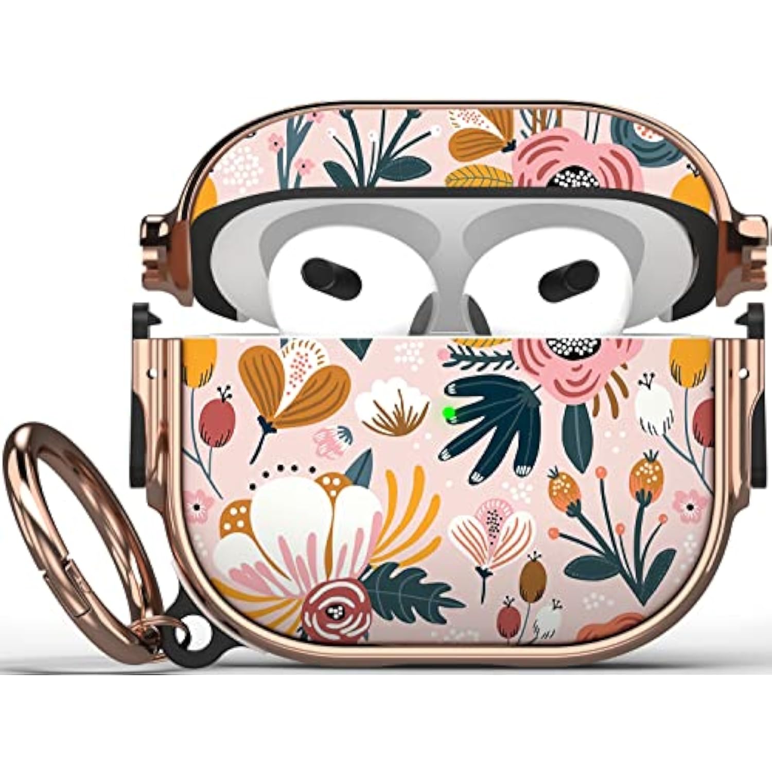 For Airpods 3 Case With Lock, Flower Airpod 3 Case Lock Protective Cute Airpod 3Rd Generation Cover For Women Girly With Keychain For Airpods 3Rd Generation 2021 Cover, Floral