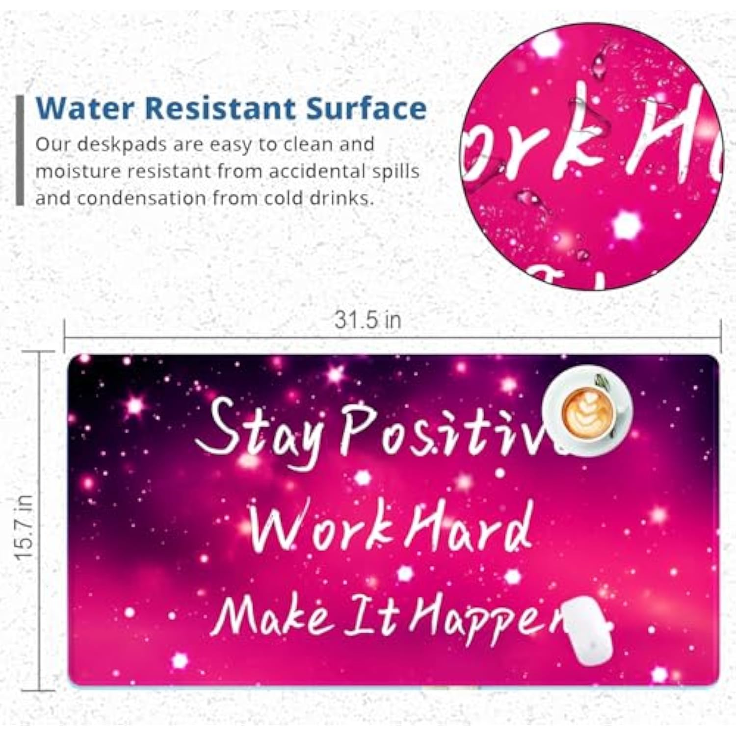 Large Extended Mouse Pad With Superior Micro-Weave Cloth, Inspirational Quote Mouse Pads For Desk,Waterproof Non-Slip Rubber Base Mousepad Desk Mat For Office/Home/Desktop,Pink Mouse Pad For Women
