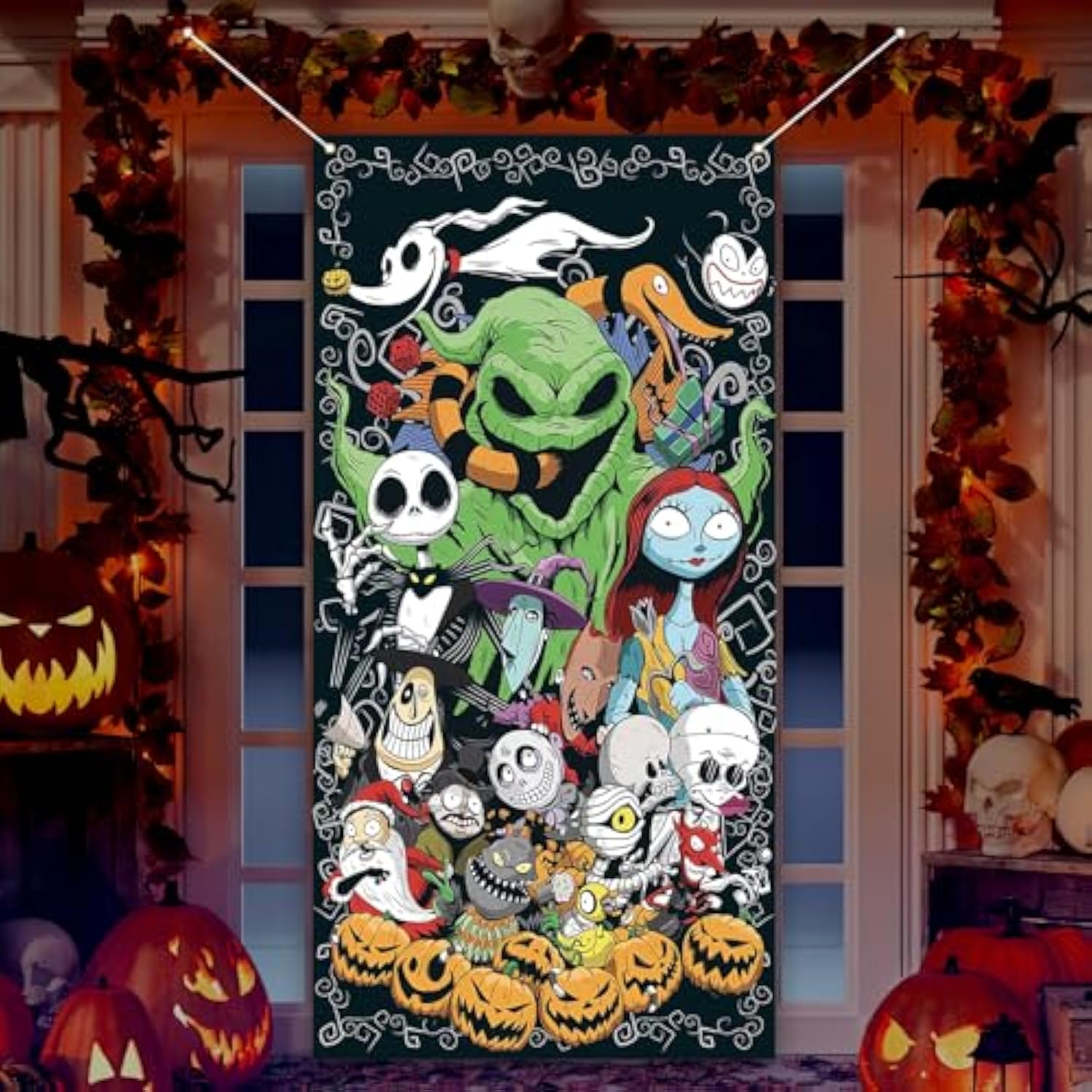 Halloween Door Cover Happy Birthday Photo Backdrop Halloween Birthday Party Decor