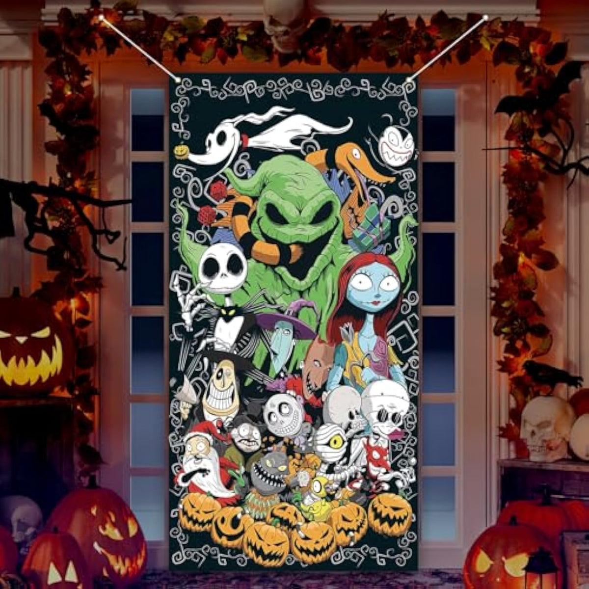 Halloween Door Cover Happy Birthday Photo Backdrop Halloween Birthday Party Decor