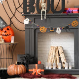 8.2Ft Halloween Wooden Garland with Cat, Ghost, Witch Hat & Pumpkin