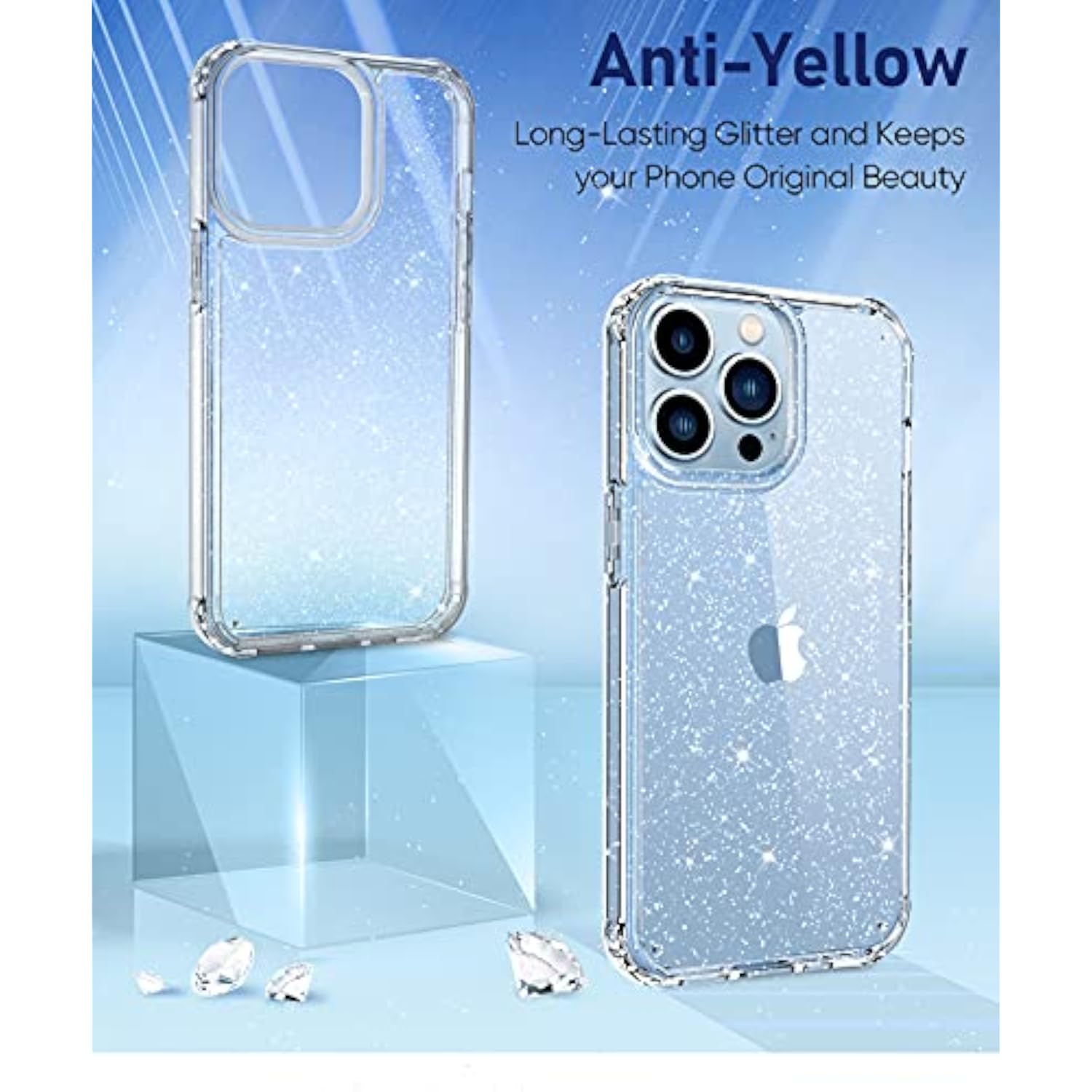 Clear Glitter Design iPhone 13 Pro Case for Protection and Style