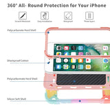Markill Compatible With Iphone Se3/Iphone Se2,Iphone 6/6S Case,Iphone7/Iphone8 Case 4.7 Inch With Ring Stand, Heavy-Duty Grade Shockproof Phone Cover For Kids Girls. (Rainbow Pink)