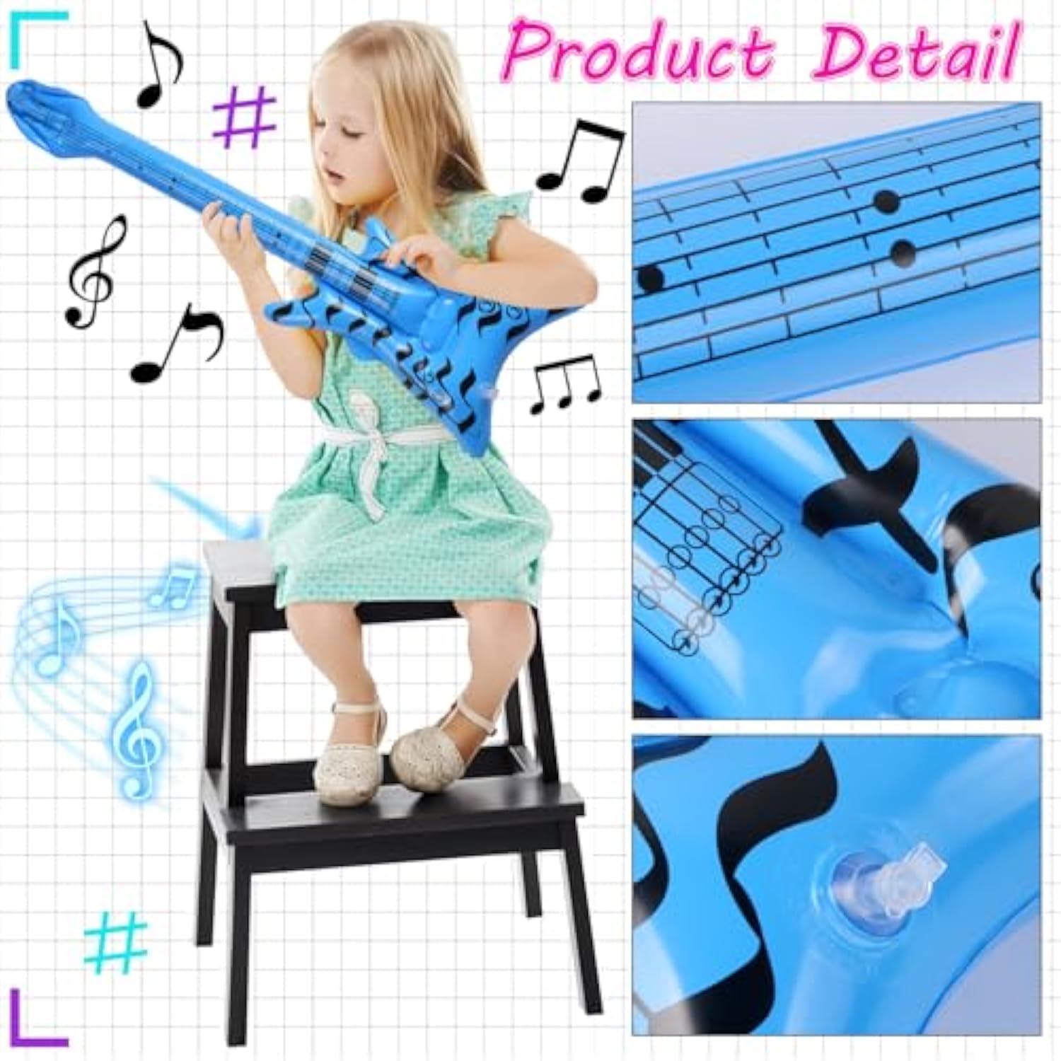 8-Pack Inflatable Rock Star Toy Set Musical Props for Party Decorations
