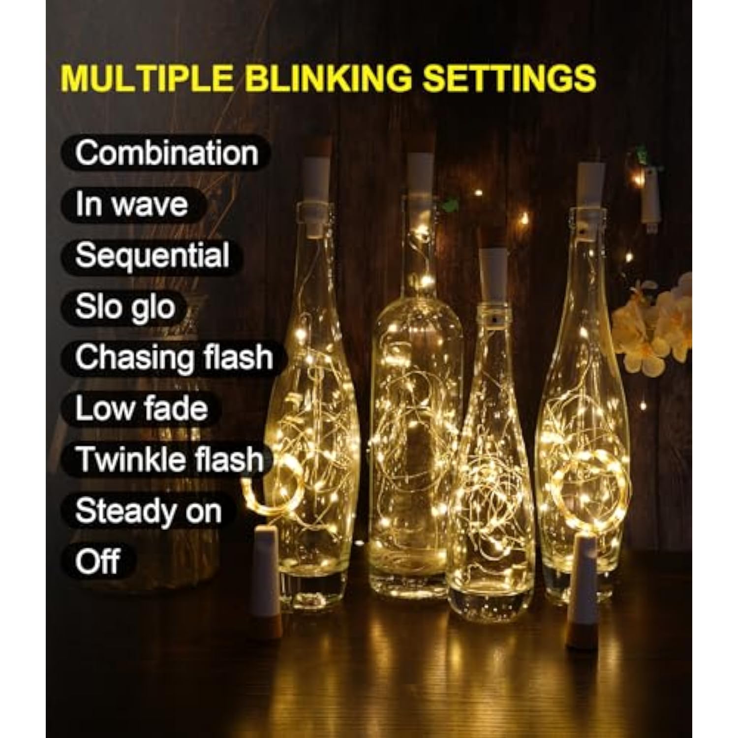 Wine Bottle Lights With Cork, 4 Pack Usb Rechargeable Cork Lights For Wine Bottles,Christmas, Halloween, Party Decoratio