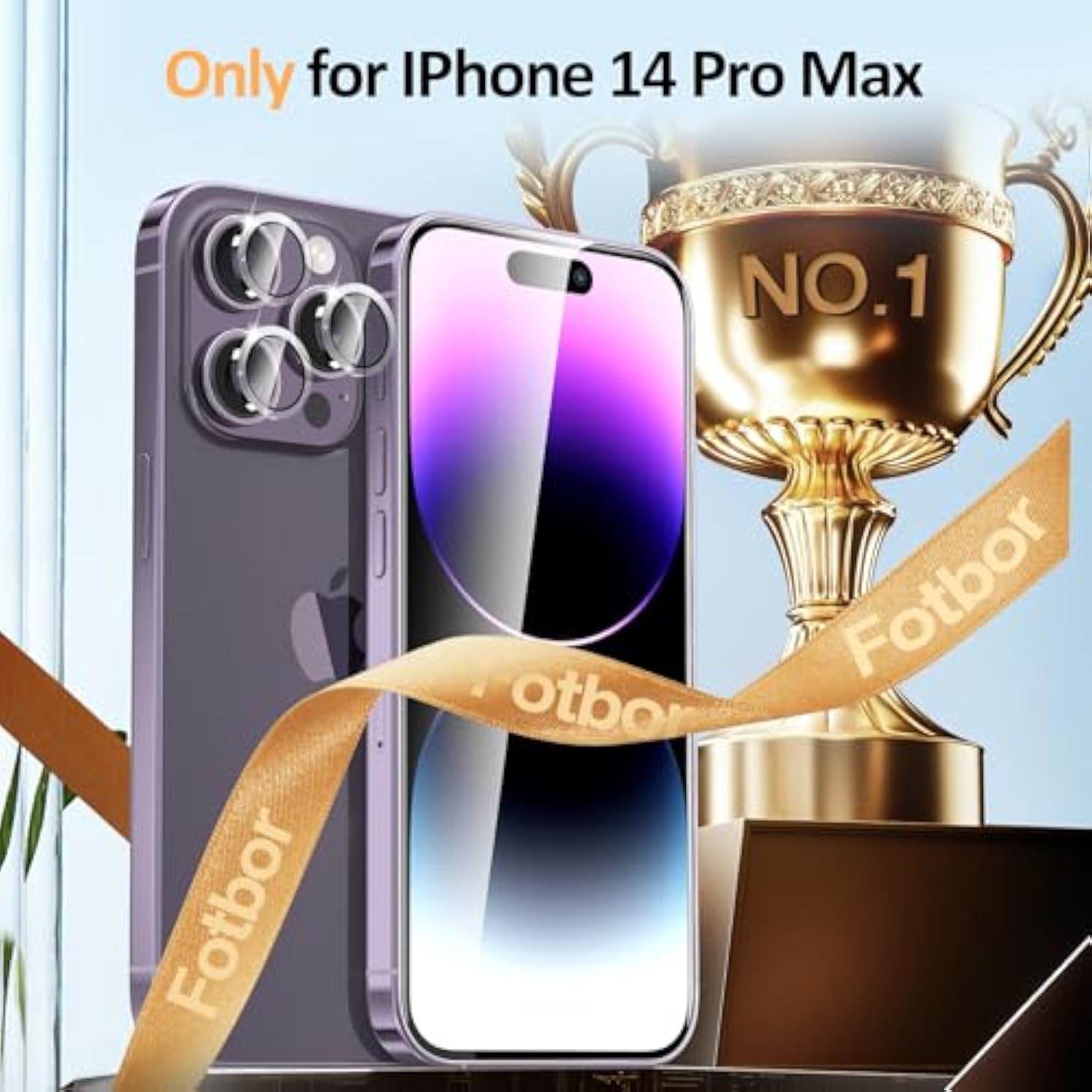 2+1 Pack For Iphone 14 Pro Max Screen Protector With Camera Lens Protector, Shock - Absorbing Pro Series Tempered Glass, [Precision - Align] Quickfit