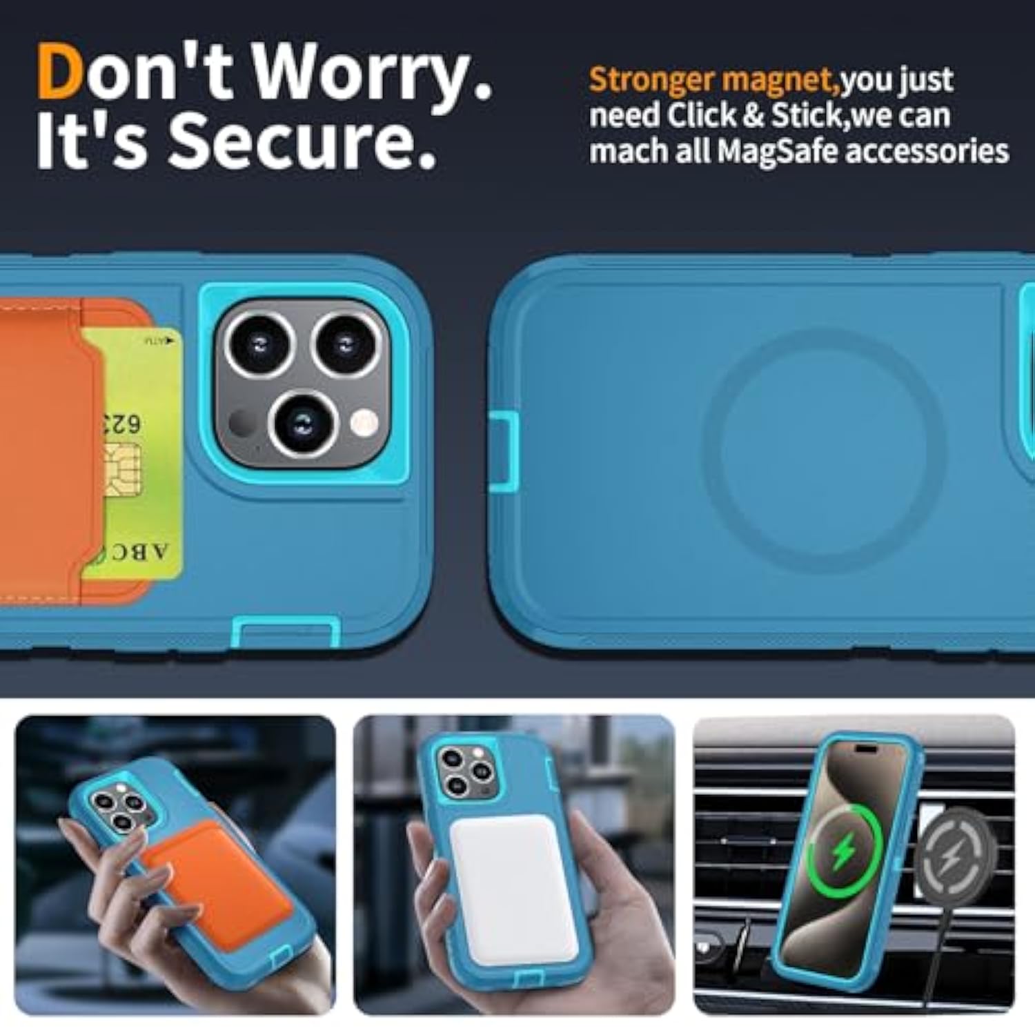 For Iphone 12 Pro Max Case [Compatible With Magsafe], Heavy Duty Shockproof 3-Layer Full-Body Protection Rugged Cover, Drop-Resistant And Wireless Charging (Aqua, Iphone 12 Pro Max)
