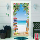 35.4 X 72.8 Inches Summer Tropical Beach Seaside Door Banner Supplies Hawaiian Floral Lead Sign Seaside Party Surf Baby Shower Kids Cake Table Banner Shooting Backgrounds
