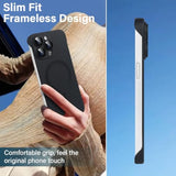 Omio Magnetic Slim Case For Iphone 15 Pro Max Compatible With Magsafe, Matte Pc Ultra-Thin Bumper Frameless Borderless Minimalist Design With Camera Lens Protector For Men Women, Black Titanium