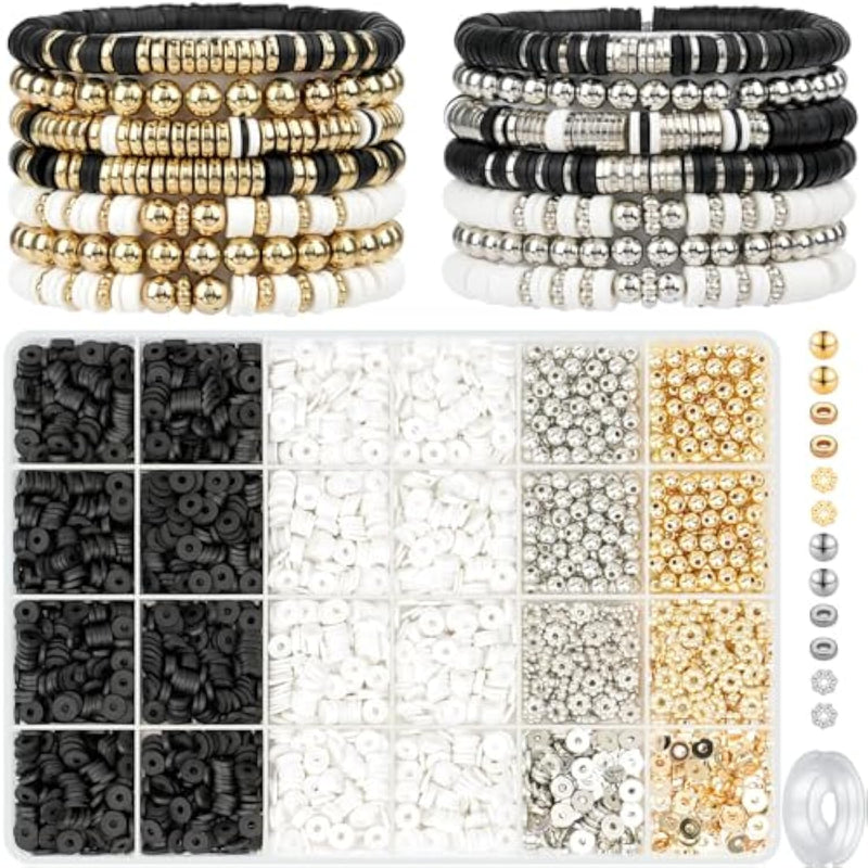 Clay Beads Bracelets For Women, Bracelet Making Kit Golden Beads For Jewelry Making, Charms Bracelet Kit Diy Arts And Crafts Birthday Gifts Preppy