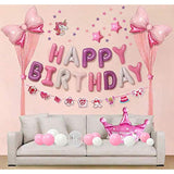 Purple Pink Happy Birthday Balloons Banner, 16 Inch Mylar Foil Letters Balloon Sign For Girls Women Birthday Decorations Photo Backdrop