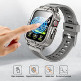 Waterproof Case With Band Compatible For Apple Watch Band 46Mm 45Mm 44Mm 42Mm?S11/10? 41Mm 40Mm For Men,Rugged Smartwatch Strap With Built-In Tempered Glass Screen Protector For Iwatch Series 11/10/9/8/7/6/5/4/Se