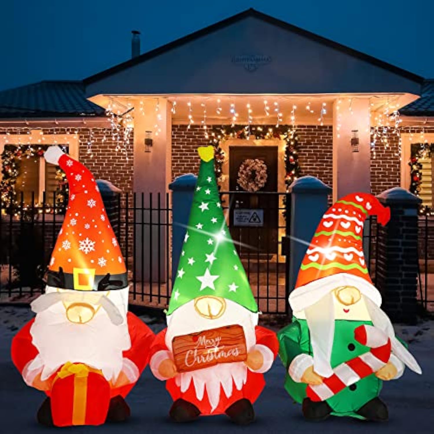 7 Ft Long Christmas Inflatable Gnome Outdoor Decorations Gnome Blow Up Yard Decorations Built In Led Lights Christmas Ou