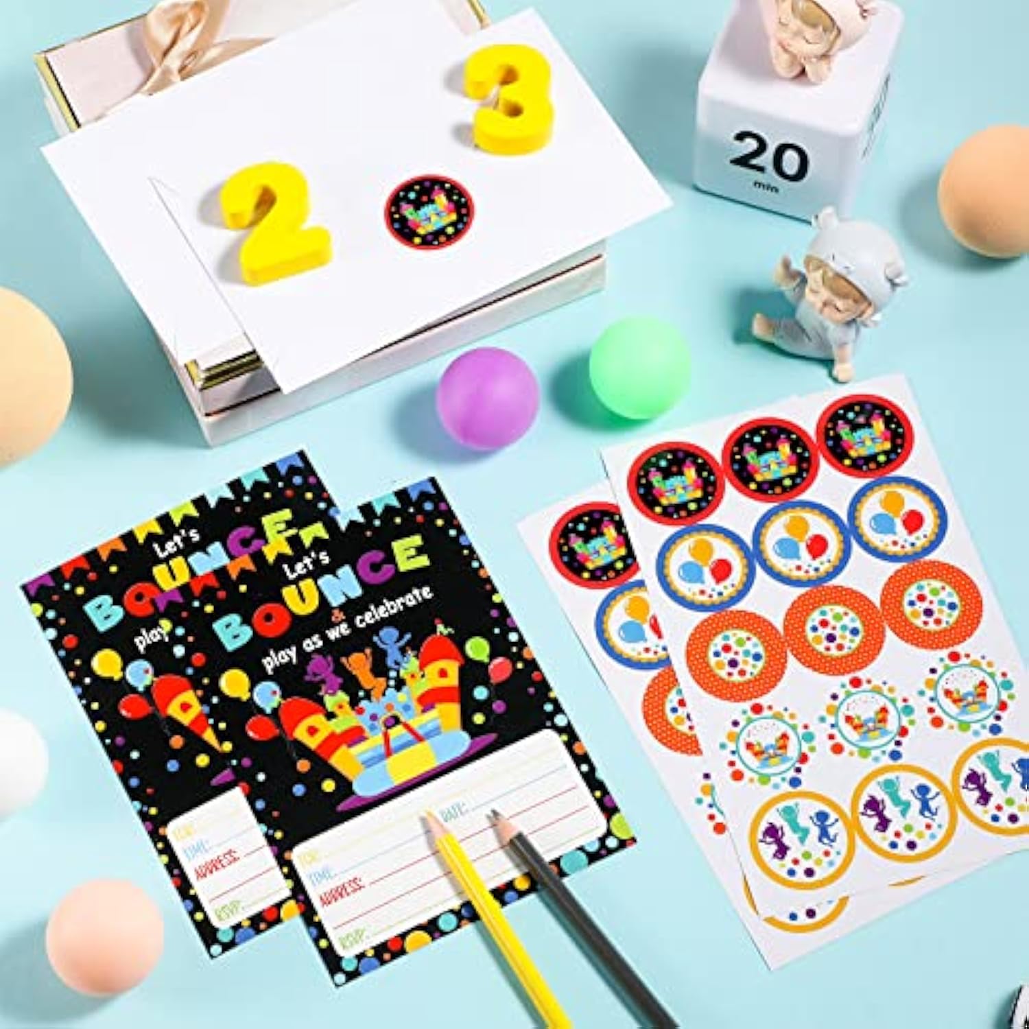 30 Pack Bounce House Or Jumping Party Invitations Trampoline Birthday Invite Cards With 30 Envelopes 30 Stickers Bounce And Play Party Decorations Supplies For Kids Boys Girls