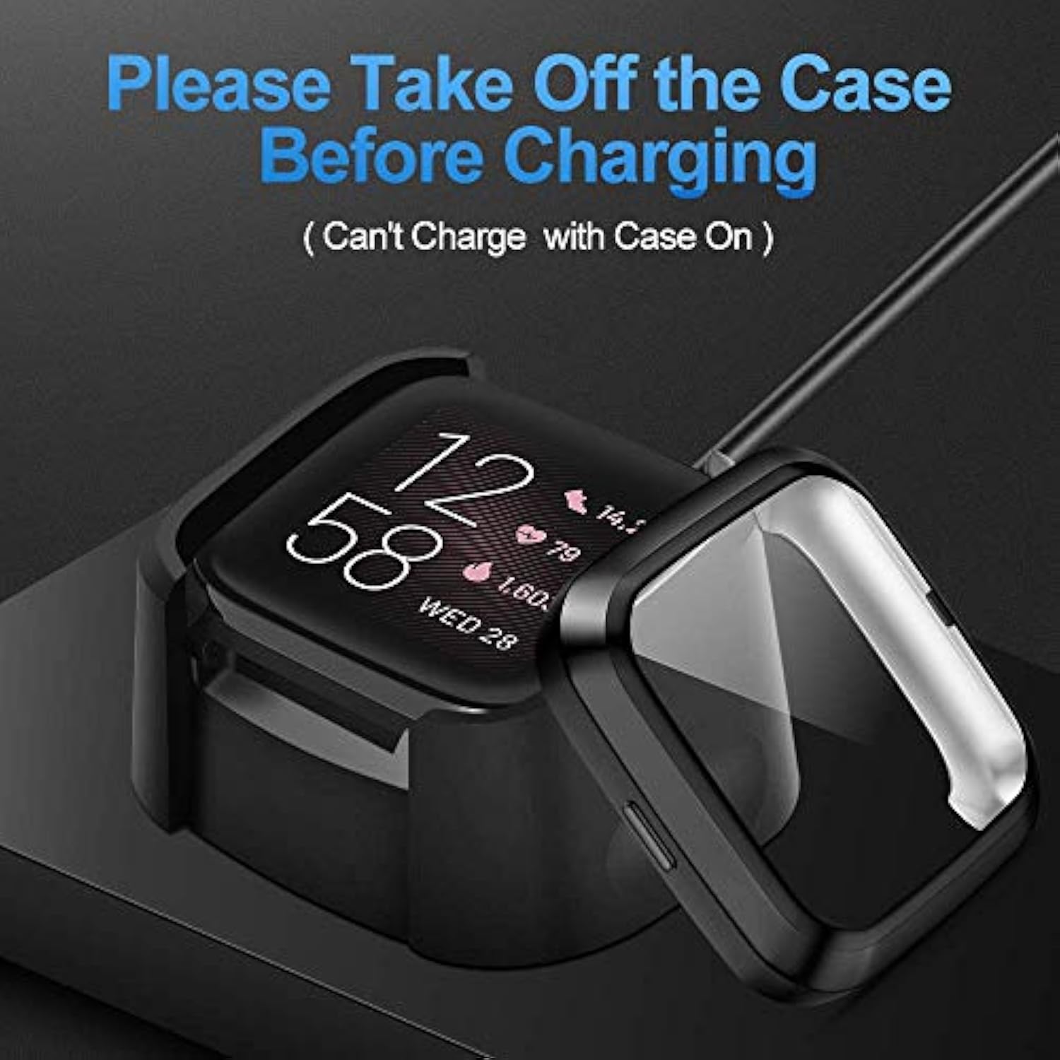 2 Pack Case Compatible With Fitbit Versa 2 Screen Protector, Soft Tpu Full Coverage Protective Cover Bumper Frame Versa 2 Smartwatch (Black+Black)
