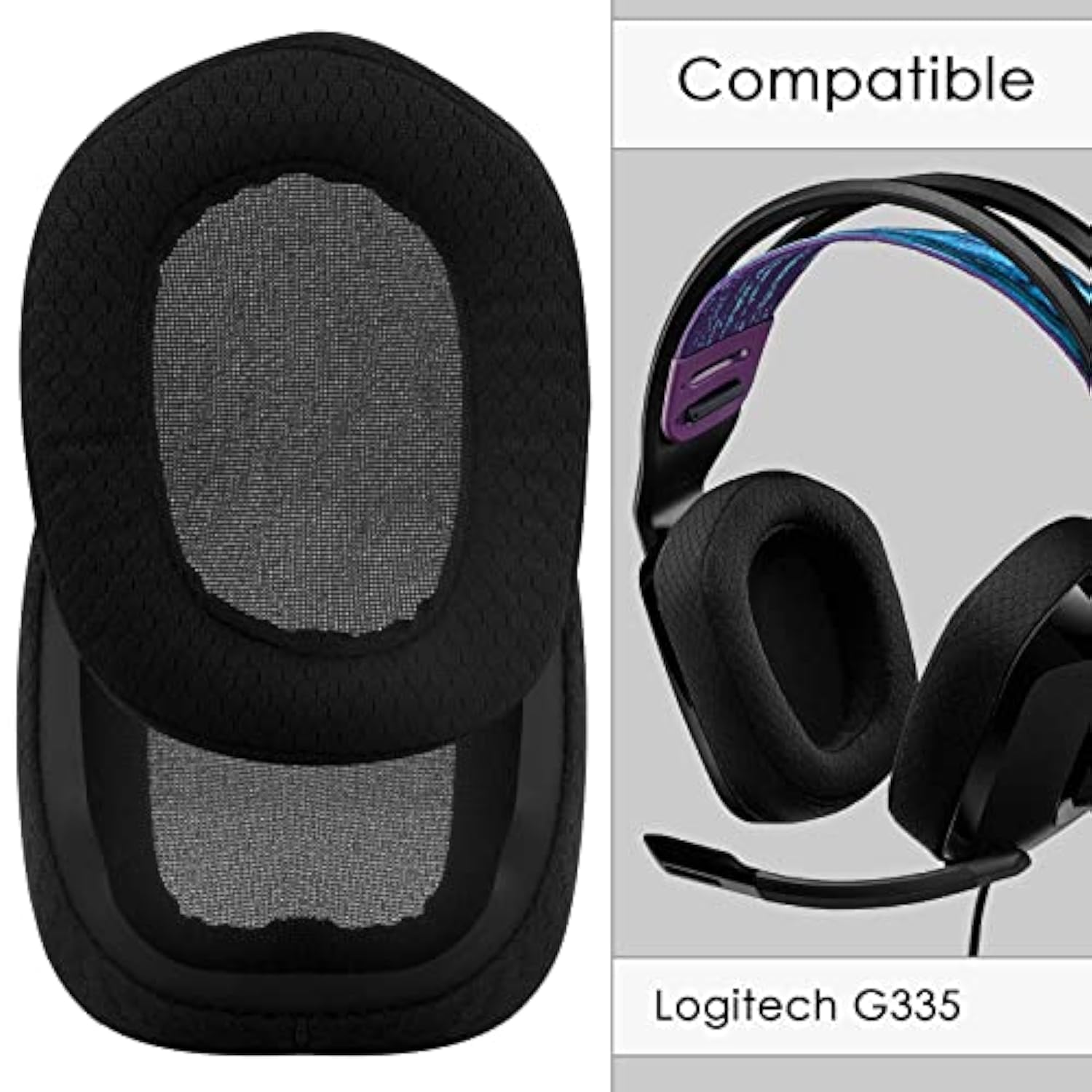 Replacement Ear Pads For Logitech G733, G535, G335 Headphones, Ear Cushions, Headset Earpads (Mesh Fabric/Black)