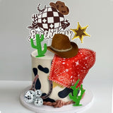 Cowboy/Cowgirl Cake Topper with Hat & Scarf for Western Birthday or Baby Shower