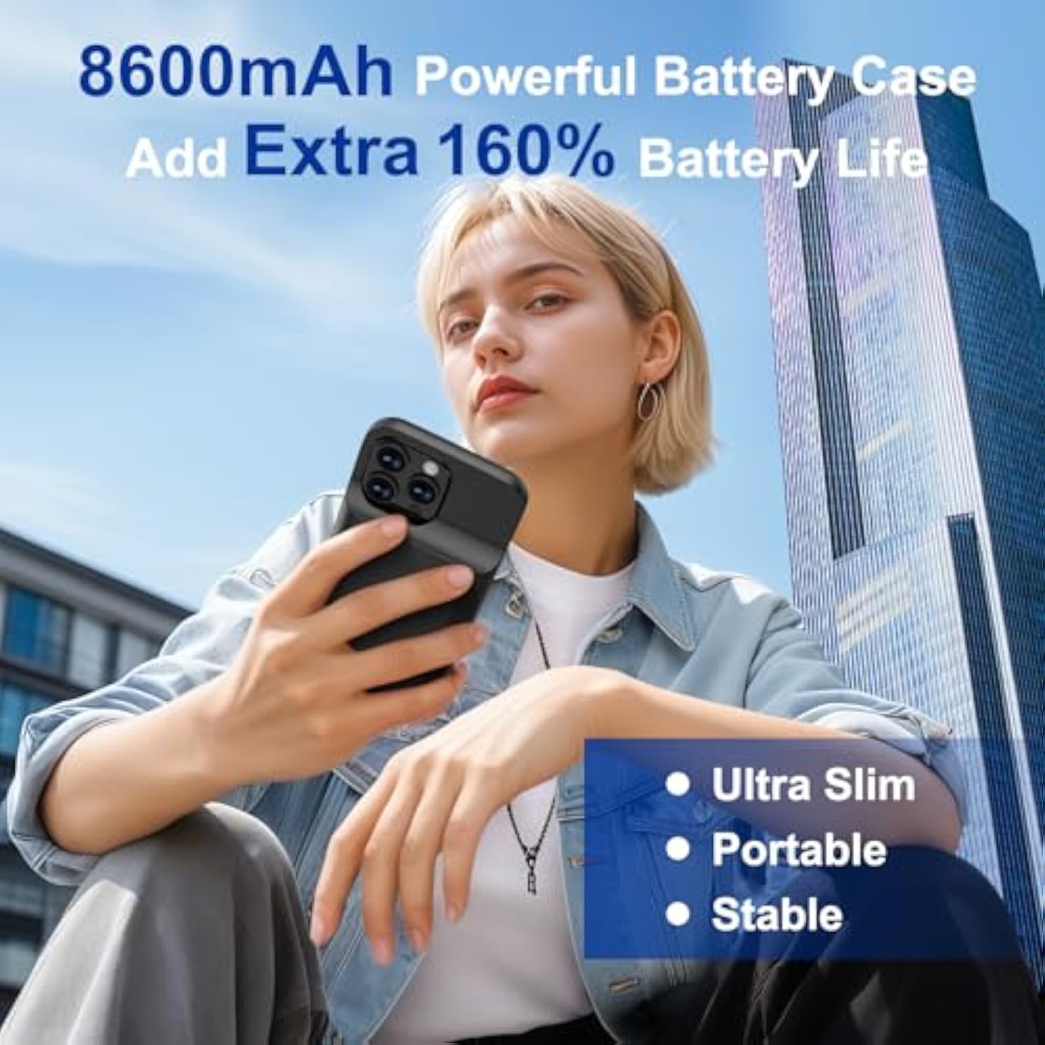Battery Case For Iphone 16 Pro Max - Slim Charging Case, Dual 15W Fast Charge - Enhanced 8600Mah Rechargeable Priority Charging Premium Battery Charger Cases For Iphone 16 Pro Max (6.9")