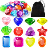 18Pcs Diving Gem Pool Toys, Acrylic Big Colorful Diamonds Pirate Treasure Diving Gems Underwater Swimming Toys For Kids Summer Pool Beach Party Favor Games Present