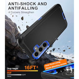 For Samsung Galaxy S24 Fe Case With Belt Clip Holster,Heavy Duty Rugged 3-Layer Military Grade Drop Protection Phone Case,[2 Screen Protector & Kickstand] Shockproof Protective Cover (Black/Blue)