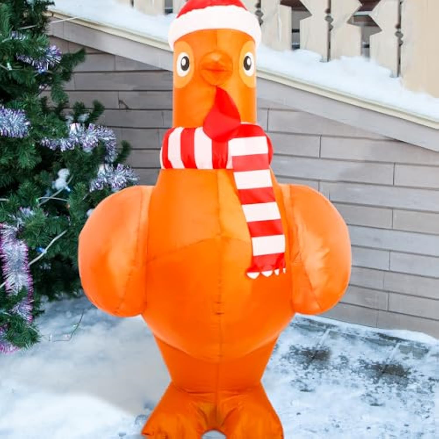 5 Ft Large Lighted Christmas Inflatable Chicken Built In Colorful Led Light Up Inflatable Turkey Blow Up Chicken Garden