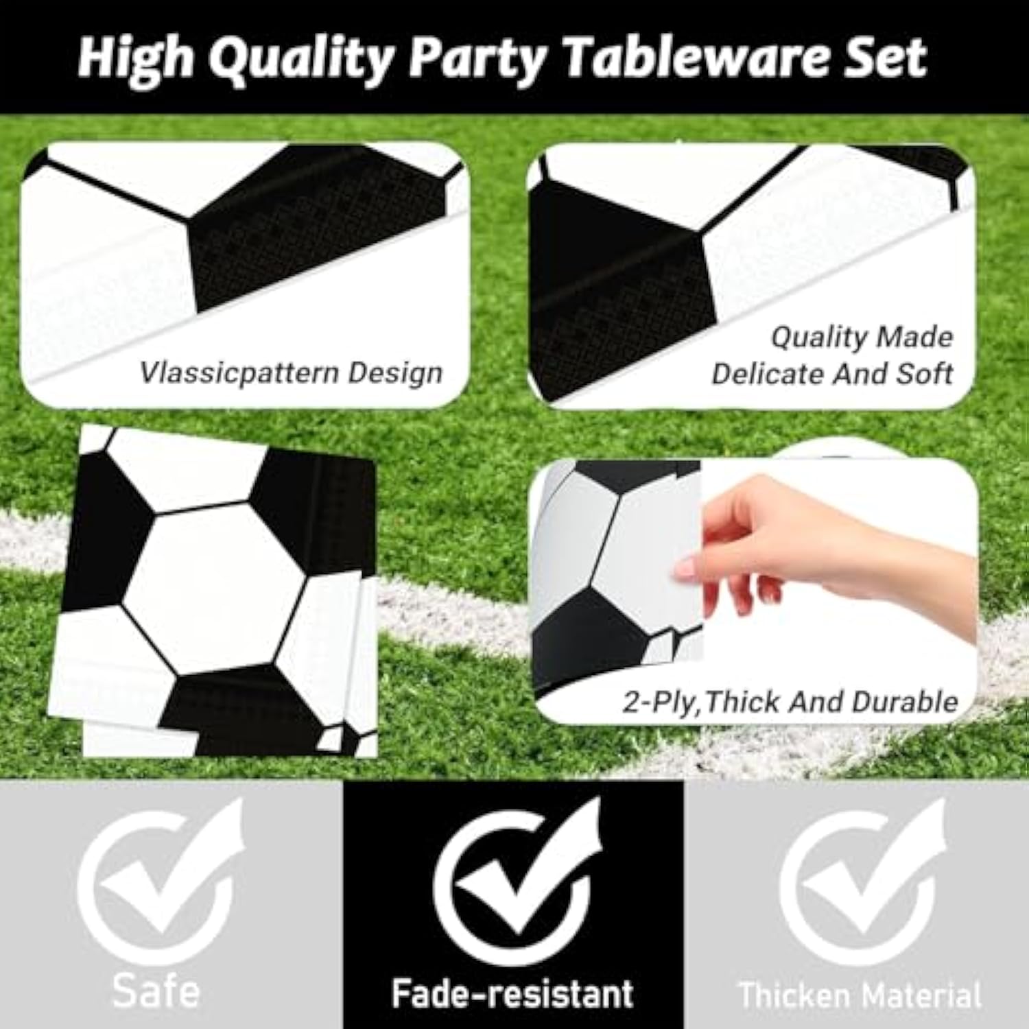 96 Pcs Soccer Party Supplies Bundle Paper Plates Napkins Sports Sports Party Birthday Decorations Favors For Kids (Soccer)