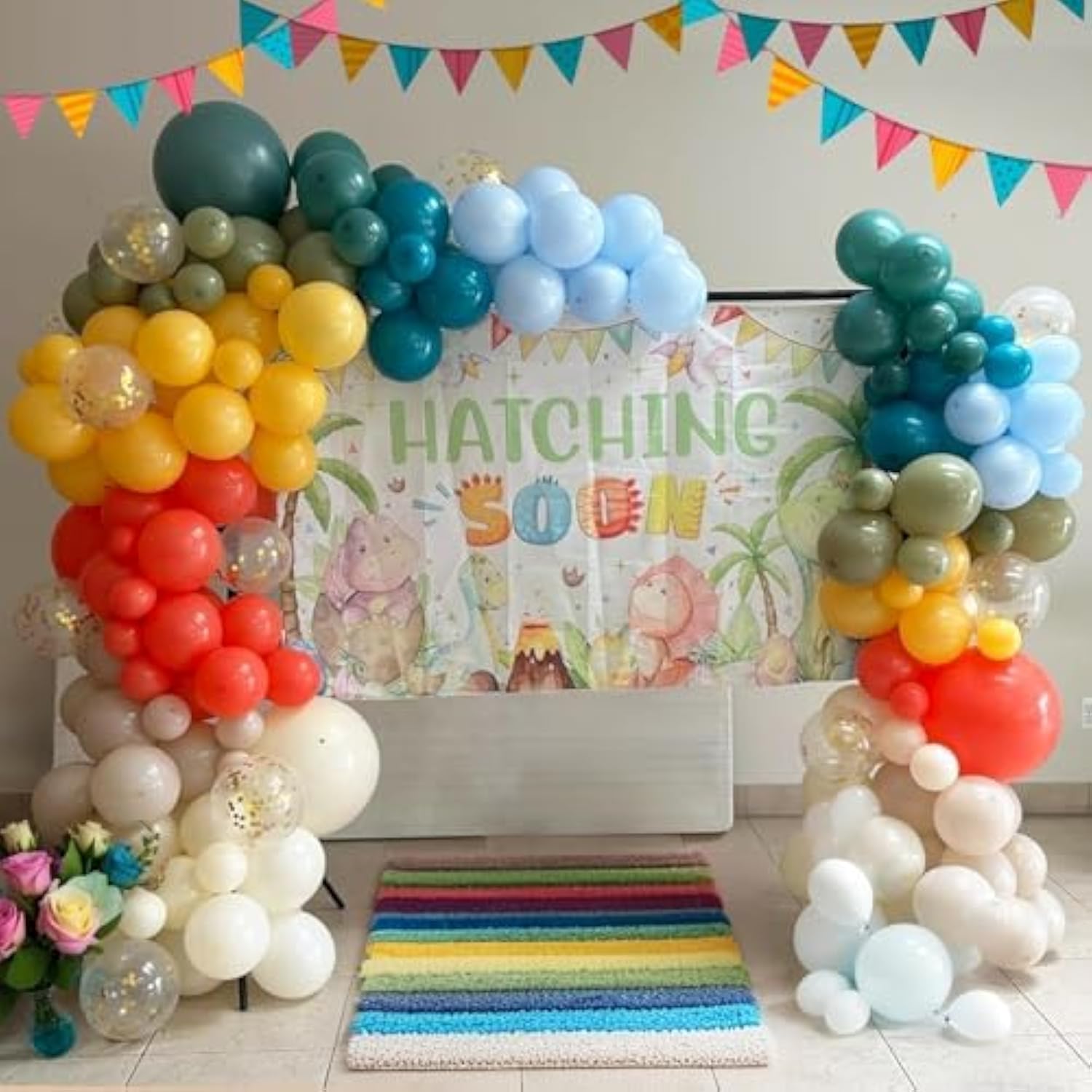Retro Rainbow Balloon Arch Kit: Boho Party Decor, 163 pcs
