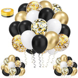 100 Pc Gold Pink White Confetti Balloons Kit with Ribbons for Party Decor