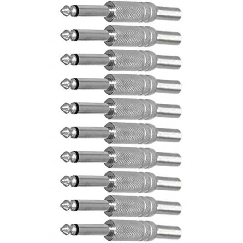 1/4 Inch Ts Audio Phono Tone Male Plug Cable Connector - 1/4" 6.35Mm Ts Guitar Cable Plug (10 Pack)